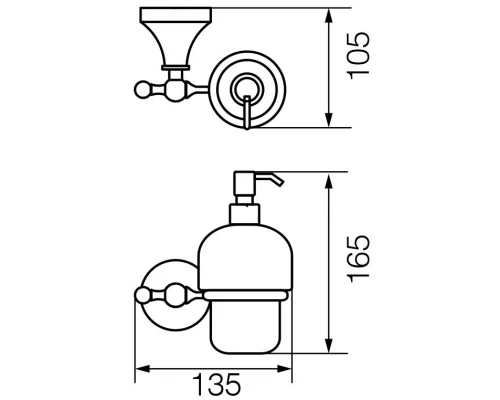 Дозатор жидкого мыла настенный Veragio Gialetta, керамика/бронза VR.GIL-6470.BR