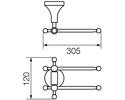 Полотенцедержатель двойной поворотный L30 см Veragio Gialetta, бронза VR.GIL-6424.BR