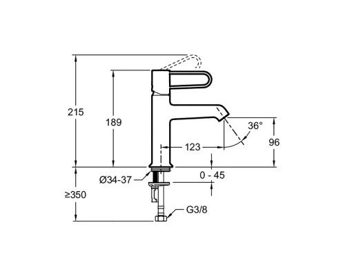 Смеситель для раковины Jacob Delafon Odeon Rive Gauche E21029-BL-BL, без донного клапана, корпус черный, ручка черная
