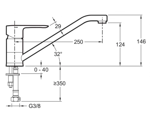 Смеситель Jacob Delafon July E16084-4-CP для кухни