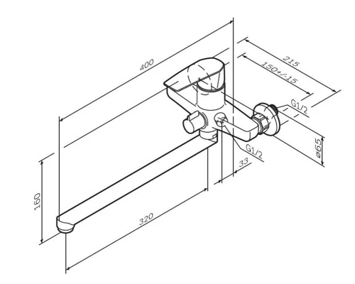 Смеситель Am.Pm Gem F90A90000 для ванны и душа с длинным изливом хром