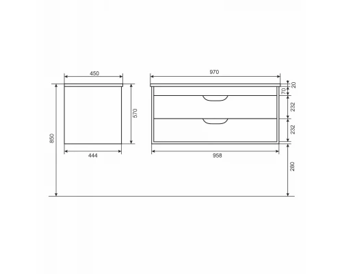 Тумба с раковиной для ванной Uperwood Modul (100 см, подвесная, глянцевая, белая)