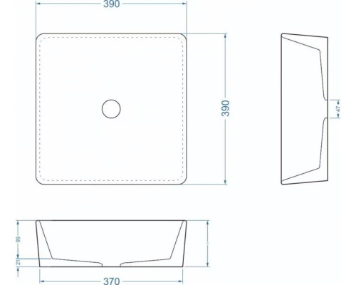 Раковина для ванной комнаты накладная Uperwood Square (39 см, квадратная, графит)