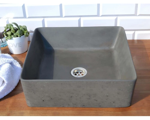 Раковина для ванной комнаты накладная Uperwood Square (39 см, квадратная, графит)