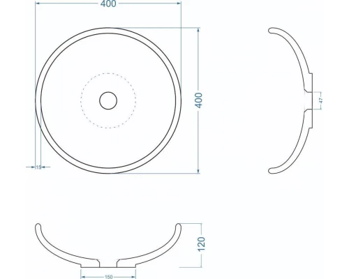 Раковина для ванной комнаты накладная Uperwood Sfera (40 см, круглая, графит)