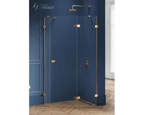 Душевое ограждение NEW TRENDY AVEXA GOLD BRUSHED R 100x80x200 EXK-3861 (брашированное золото) Elit-san.ru