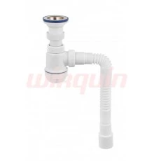 Сифон МИНИ Элит с нержавеющей чашкой D70мм. и гибкой трубой L800мм. (1 1/2- D40/50), VIRPLAST