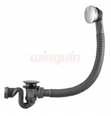 SB600 Сифон автомат для ванны, компактный, слив 62 л/мин, защита троса, самоцентр. прокладка, вентил