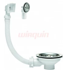 Выпуск для мойки с нерж.чашкой Ø90 мм с двумя переливами в комплекте (круглый и квадратный)WIRQUIN