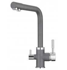 2015, ГРАФИТ Смеситель для кухни однорыч., с подкл. для питьевой воды, черно-сер., GRANULA