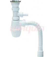 Сифон МИНОР с выпуском 1 1/2*40 мм с отв.для стир.машины и трубой 40*40/50 мм (SM1202), WIRQUIN