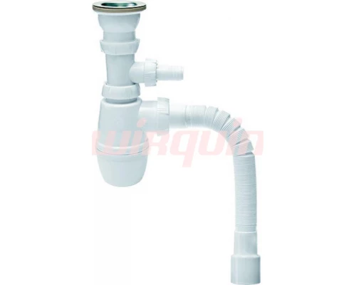 Сифон МИНОР с выпуском 1 1/2*40 мм с отв.для стир.машины и трубой 40*40/50 мм (SM1202), WIRQUIN