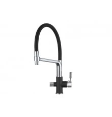 0075, ШВАРЦ Смеситель для кухни однорыч., с подкл. для питьевой воды, черн. метал., GRANULA