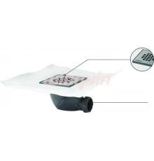 Трап с гидроизоляционным полотном и уплотнением из полистирола с нержавеющей решеткой 115х115 мм, си