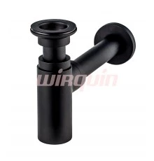 Сифон “LINEIS” д/ раковин. 1¼ * 32 с вып., отв. с декор. роз-кой, латунь, весь компл. матовый черный