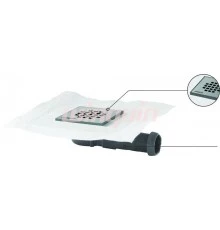 Трап с гидроизоляционным полотном и уплотнением из полистирола с нержавеющей решеткой 115х115 мм, си