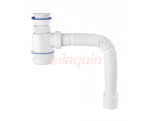 Сифон  МИНИ Элит с пласт. вып.  Ø63 мм и гофротруб.L800 мм. (Ø40-40/50), VIRPLAST