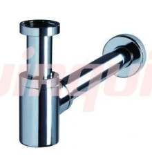 LINEIS-MINI Сифон хром., цилиндр 1 1/4*32 мм без выпуска, регулируемый от 100-150мм с отводом и розе