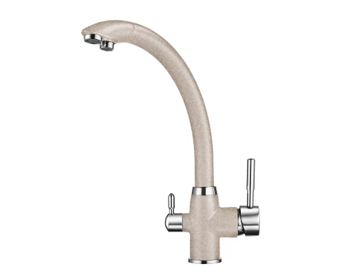 2167, ПИРИТ Смеситель для кухни однорыч., с подкл. для питьевой воды, беж., GRANULA