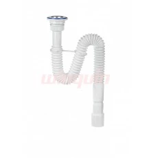 Сифон гофрированный МИНИ Элит с нержавеющей чашкой Ø63, стандарт L800 мм(1¼- Ø40/50), VIRPLAST