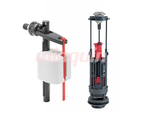 Комплект арматуры: Сливной двухрежимный механизм  Wirquin ONE 3/6 L, заливной клапан Kompact поршнев