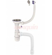 ЭКОНОМ серия: сифон 3½ х 40 мм с круглым и прямоугольным переливом L300 мм, нержавеющая решетка экон