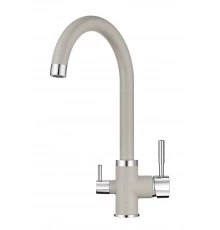 2168, БАЗАЛЬТ Смеситель для кухни однорыч., с подкл. для питьевой воды, сер., GRANULA