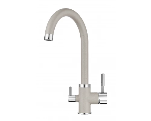 2168, БАЗАЛЬТ Смеситель для кухни однорыч., с подкл. для питьевой воды, сер., GRANULA