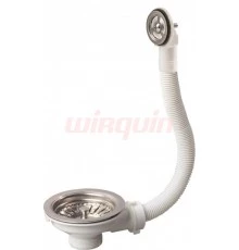 Выпуск для мойки D-90 из нерж.стали с круглым переливом, WIRQUIN