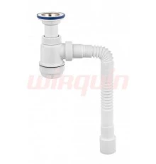 Сифон МИНИ Элит с лит. вып., нерж. чаш.  Ø70 мм и г/труб. L800 мм. (1½- Ø40/50), VIRPLAST