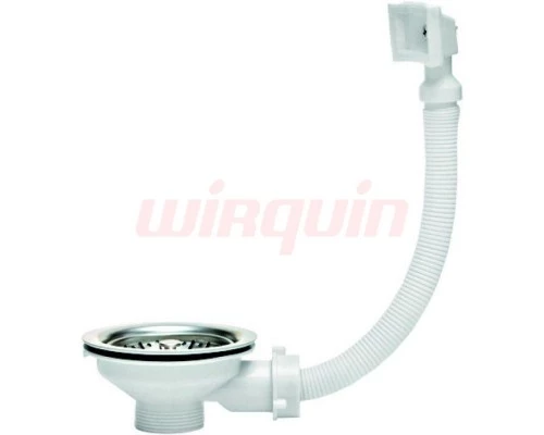 Выпуск для мойки из нерж. стали с прямоугольным переливом D 90мм, WIRQUIN