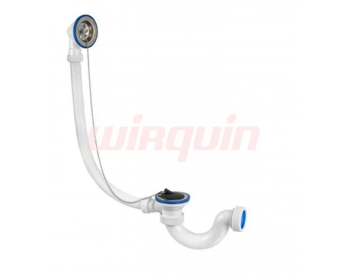 Сифон "МИНИ Элит" для ванн 1½ х 40 мм с нержавеющими чашками Ø70 мм, перелив L500 мм и с пробкой на