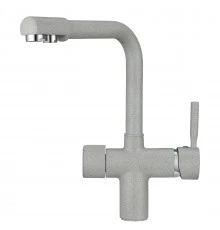 2088, БАЗАЛЬТ Смеситель для кухни однорыч., с подкл. для питьевой воды, сер., GRANULA
