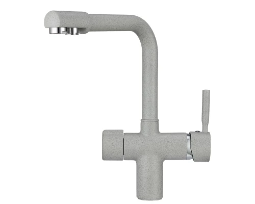 2088, БАЗАЛЬТ Смеситель для кухни однорыч., с подкл. для питьевой воды, сер., GRANULA