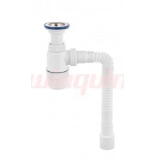 Сифон Элит с литым выпуском, нержавеющей чашкой D70мм. и гибкой трубой L800мм. (1 1/2- D40/50), V