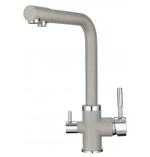 2015, БАЗАЛЬТ Смеситель для кухни однорыч., с подкл. для питьевой воды, сер., GRANULA