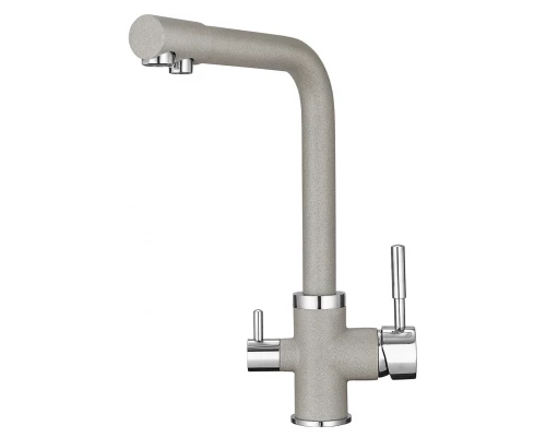 2015, БАЗАЛЬТ Смеситель для кухни однорыч., с подкл. для питьевой воды, сер., GRANULA