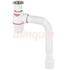 Сифон, WIRQUIN NEO AIR с выпуском 1½  х 40 мм и гофротрубой L800 мм, 40 х 40/50 мм, WIRQUIN