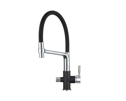 0075, ЧЁРНЫЙ Смеситель для кухни однорыч., с подкл. для питьевой воды, GRANULA