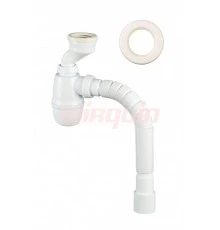 Сифон для писсуара 1¼ х 40 мм с манжетами D40/46 мм и гибким соединением 40/50 мм, WIRQUIN