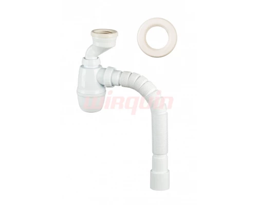 Сифон для писсуара 1¼ х 40 мм с манжетами D40/46 мм и гибким соединением 40/50 мм, WIRQUIN
