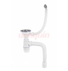 Сифон Элит с нержавеющей чашкой Ø114 мм, с круг. перел. с гофротр. L800 мм (3½- Ø40/50) WIRPLAST