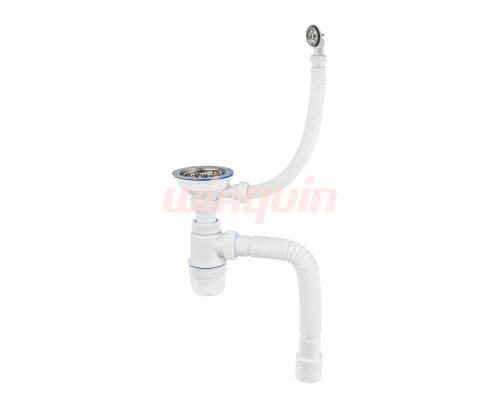 Сифон Элит с нержавеющей чашкой Ø114 мм, с круг. перел. с гофротр. L800 мм (3½- Ø40/50) WIRPLAST