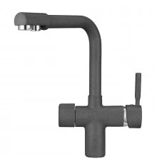 2088, ГРАФИТ Смеситель для кухни однорыч., с подкл. для питьевой воды, черно-сер., GRANULA