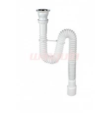 Сифон гофрированный 1½ х 40/50 мм, L800 мм в НОВОЙ комплектации: с хомутом жёсткости