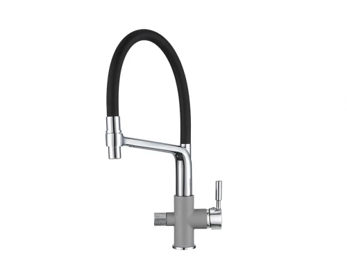 0075, АЛЮМИНИУМ Смеситель для кухни однорыч., с подкл. для питьевой воды, GRANULA