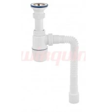 Сифон Элит с удлиненным выпуском, с нержавеющей чашкой D70мм. и гибкой трубой 600мм. (1 1/2- D40/