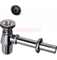 Сифон хром. с выпуском SL213, с отводом и розеткой, латунь, WIRQUIN