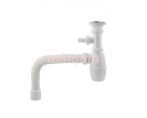 Сифон МИНОР с выпуском 1 1/4*40 мм с отв. для стир. машины и трубой 40*40/50 мм., WIRQUIN