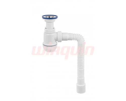 Сифон МИНИ Элит 1½ х 40 мм с литым выпуском, с нержавеющей чашкой Ø63 мм и c гофротрубой L800 мм 4